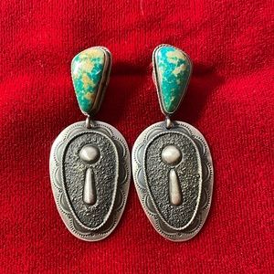 Navajo “Toledo” Turquoise and Sterling Earrings
